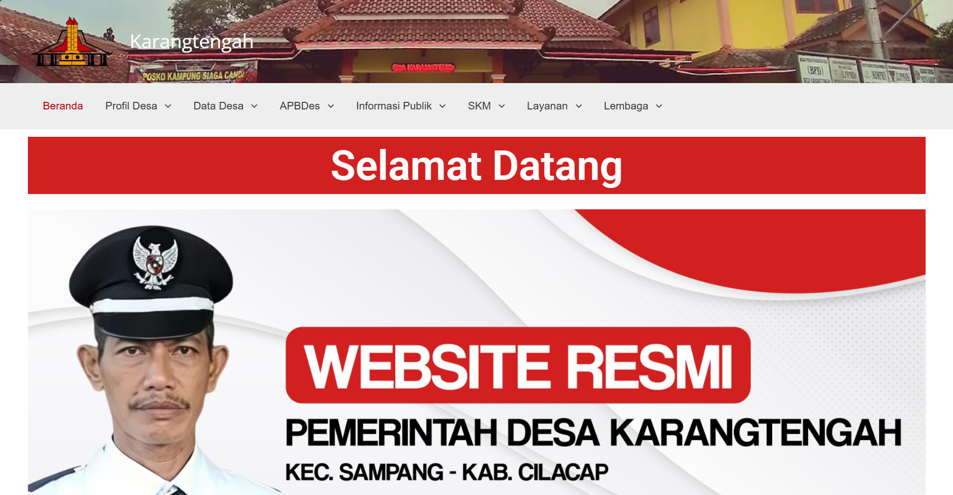 Village website homepage